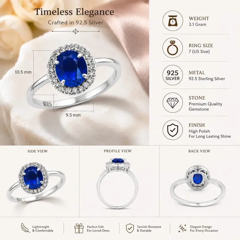 925 Sterling Silver | Sparkling CZ Accent Stones | Available in Blue & Red Stone Variants view 1
