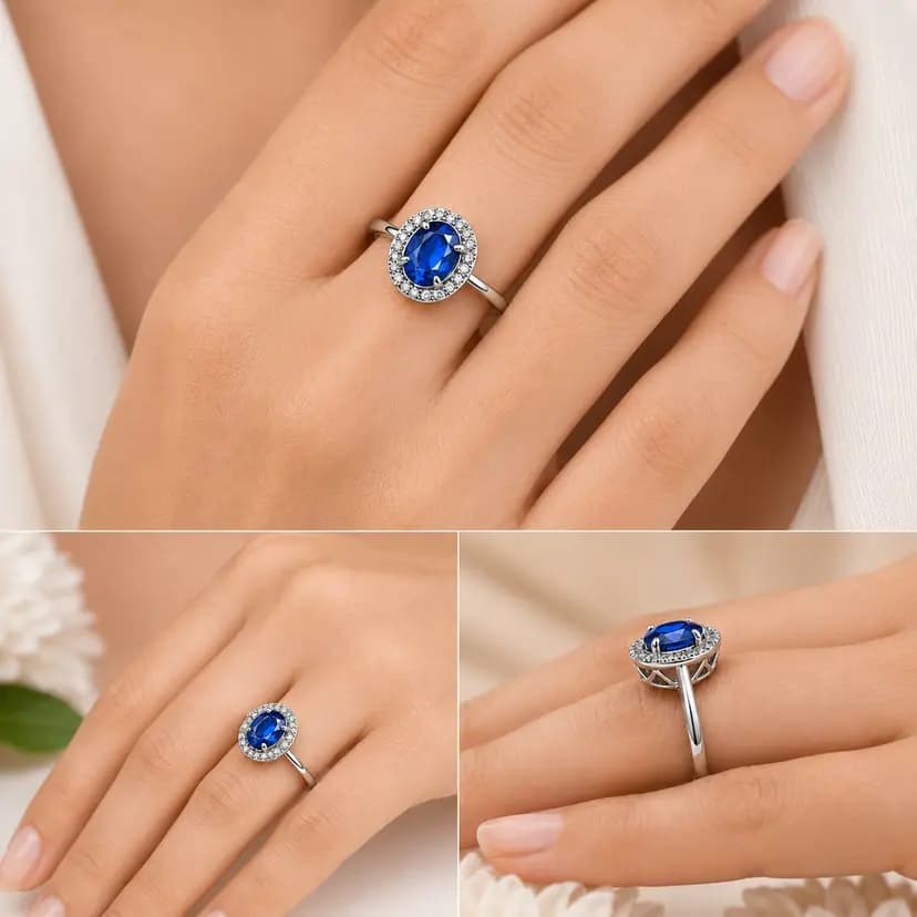 925 Sterling Silver | Sparkling CZ Accent Stones | Available in Blue & Red Stone Variants view 3
