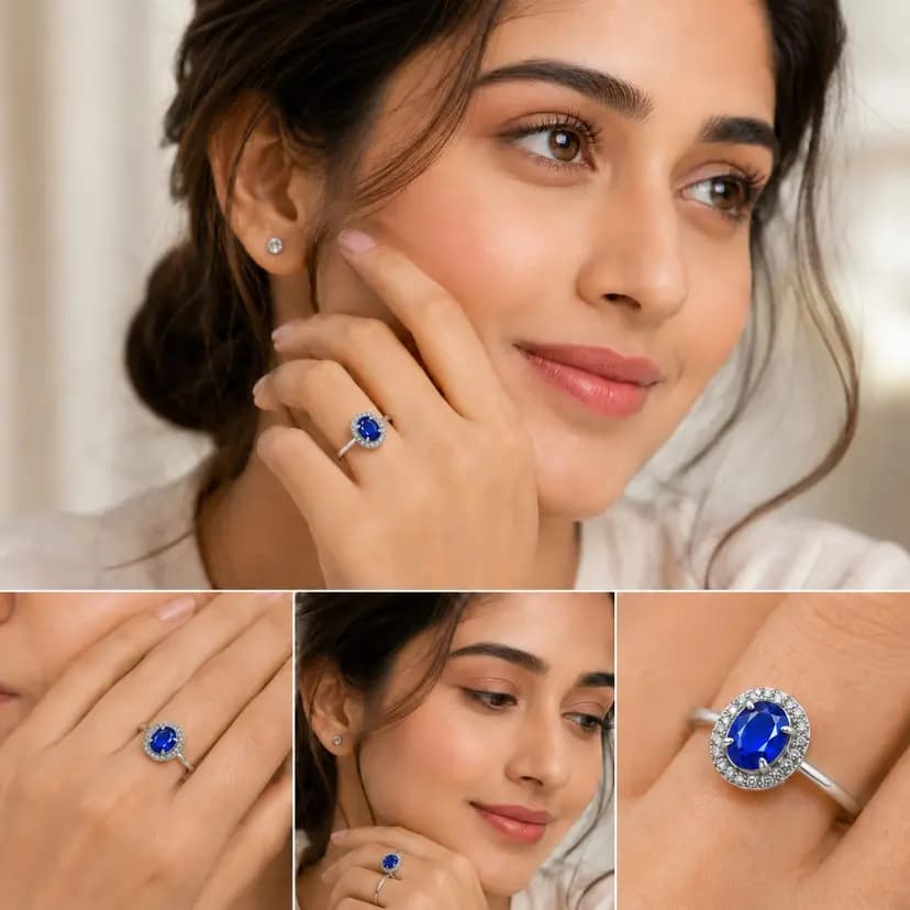 925 Sterling Silver | Sparkling CZ Accent Stones | Available in Blue & Red Stone Variants view 4