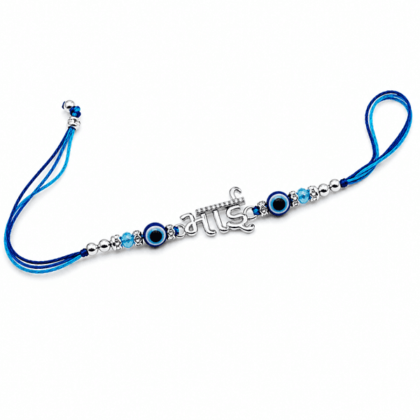 orisil jewels 925 Sterling Silver Rakhi for Brother | Bhai Charm with Evil Eye Beads | Includes Roli & Achhat  view 3