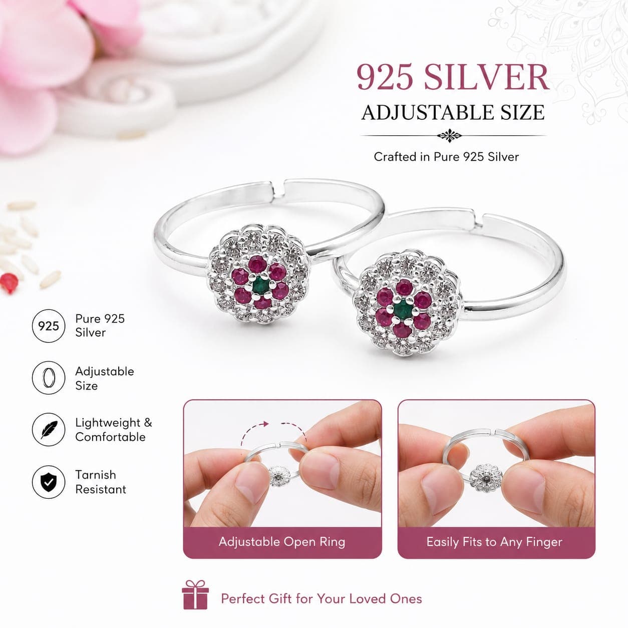925 Sterling Silver Toe Ring | Adjustable Bichiya for Women | Traditional Silver Toe Ring view 4