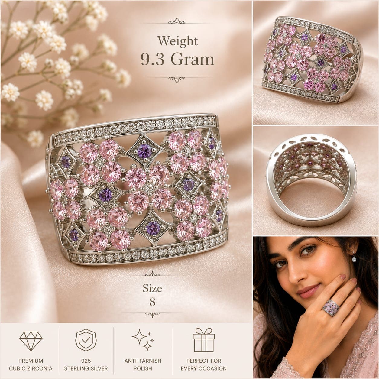ORISIL JEWELS 925 Stearling Silver Multiple Rings Designs | Gifts for Girlfriend, Gifts for Women and Girls | With 925 Stamp and BIS Hallmarked view 3