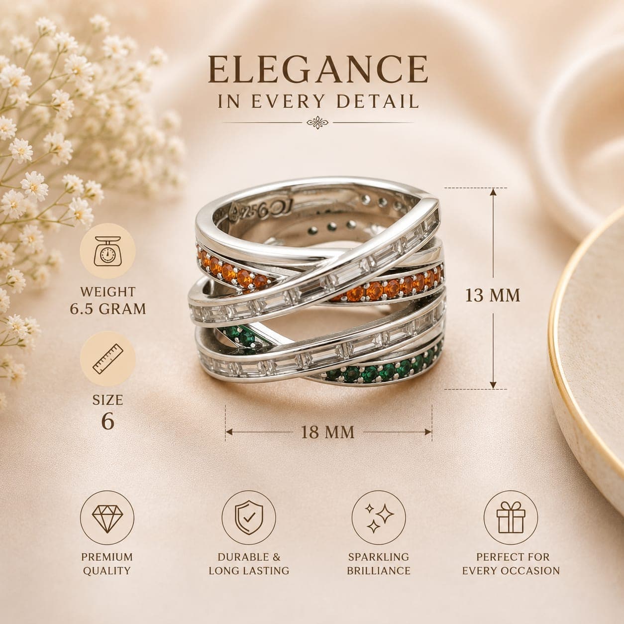 ORISIL JEWELS 925 Stearling Silver Multiple Rings Designs | Gifts for Girlfriend, Gifts for Women and Girls | With 925 Stamp and BIS Hallmarked  view 3