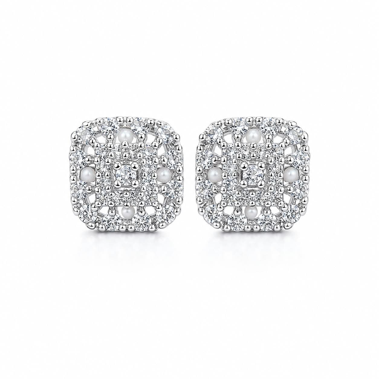 ORISIL JEWELS 925 Sterling Silver Square Stud Earrings for Women & Girls | Sparkling Cubic Zirconia | 925 Stamped | Lightweight & Comfortable | Gift for Her view 2