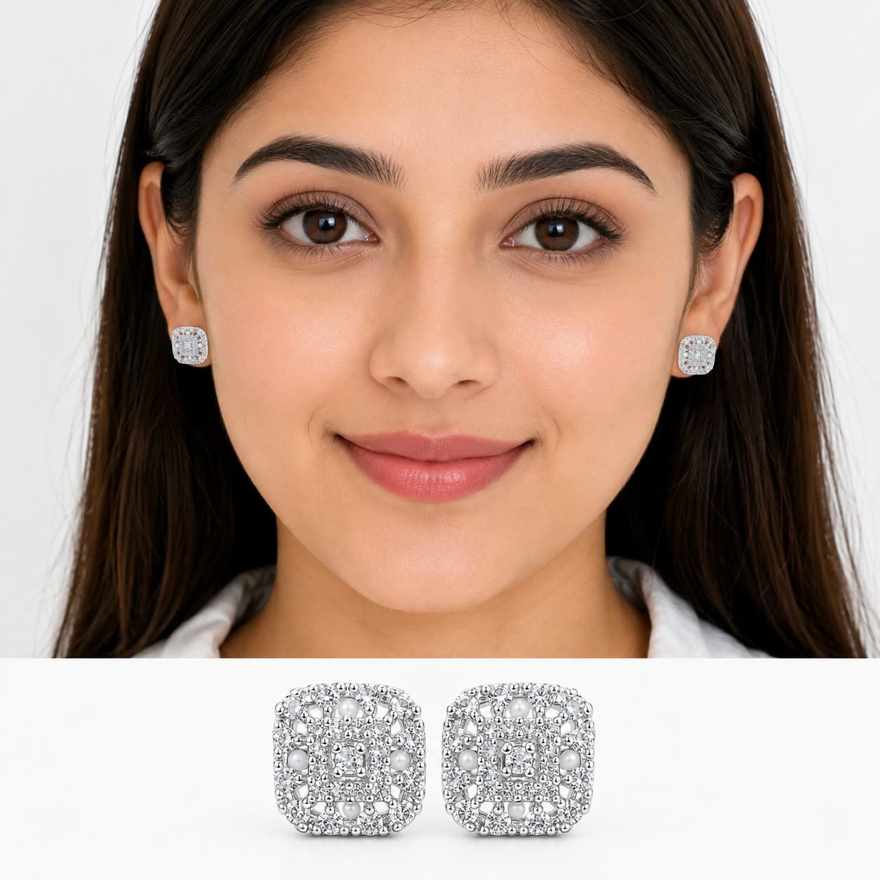 ORISIL JEWELS 925 Sterling Silver Square Stud Earrings for Women & Girls | Sparkling Cubic Zirconia | 925 Stamped | Lightweight & Comfortable | Gift for Her view 4