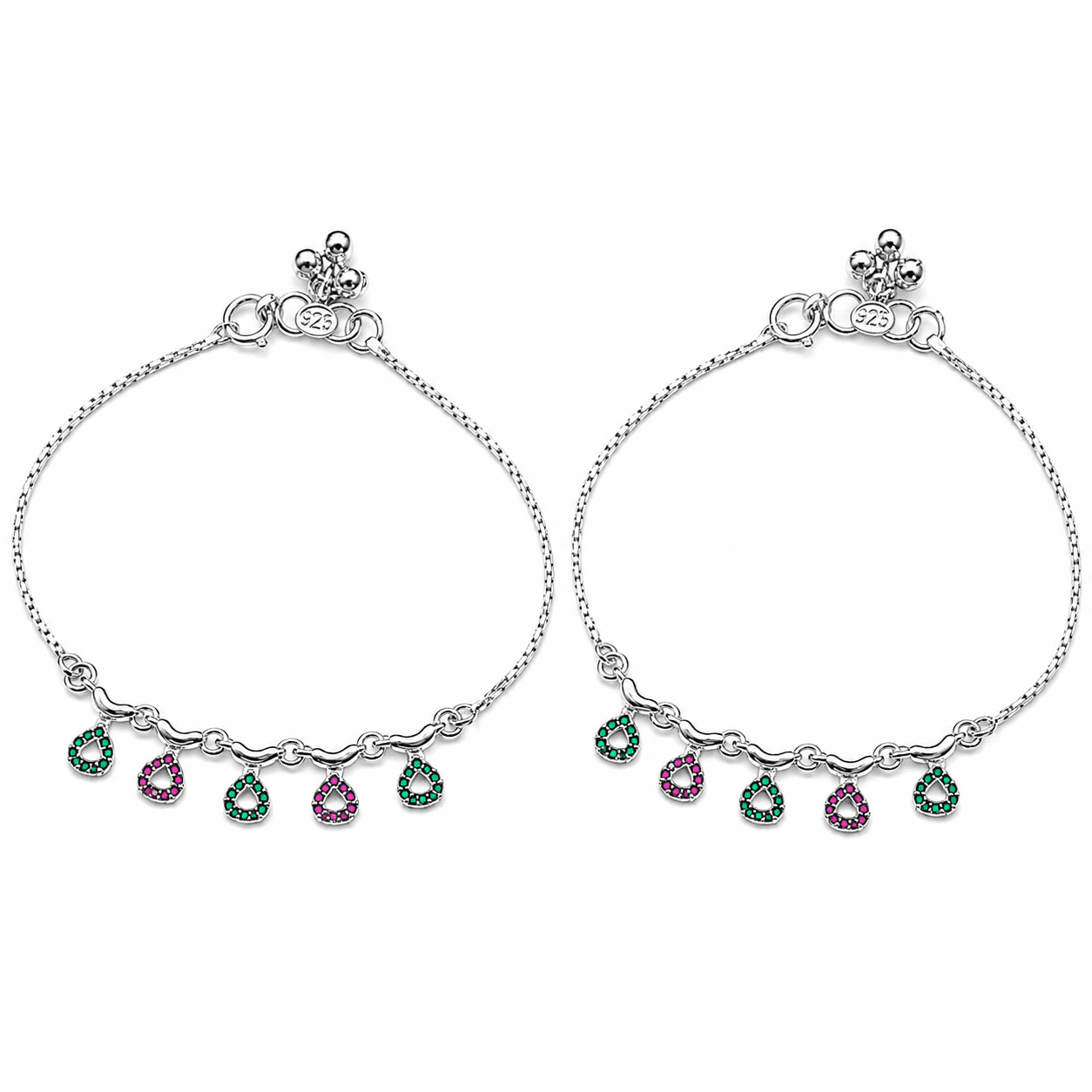 925 Sterling Silver Anklet for Women & Girls | Adjustable Silver Payal | BIS Hallmarked | CZ Charms view 3