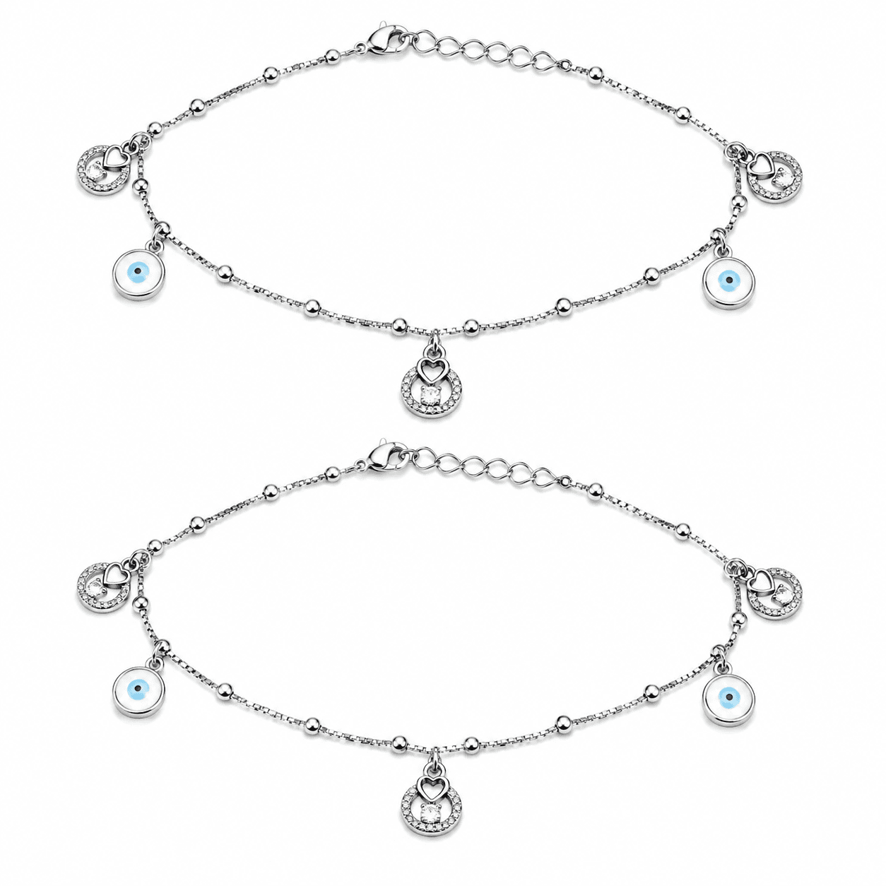 925 Sterling Silver Jewellery for Women & Girls | BIS Hallmarked | Elegant & Evil Eye Charm Anklet | Gift for Women, Girls, Wife & Girlfriend view 3
