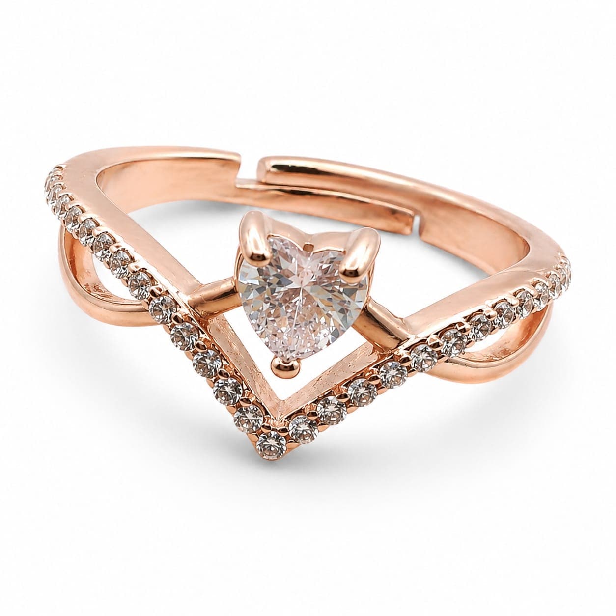 925 Sterling Silver Adjustable Floral Ring for Women with Zirconia Stone (Silver,Rose, Gold Finish)