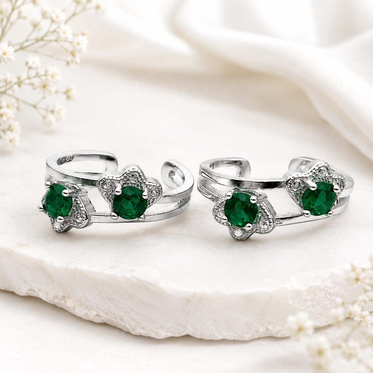 925 Sterling Silver Adjustable Toe Rings for Women | BIS Hallmarked | Adjustable Size (Design 12)