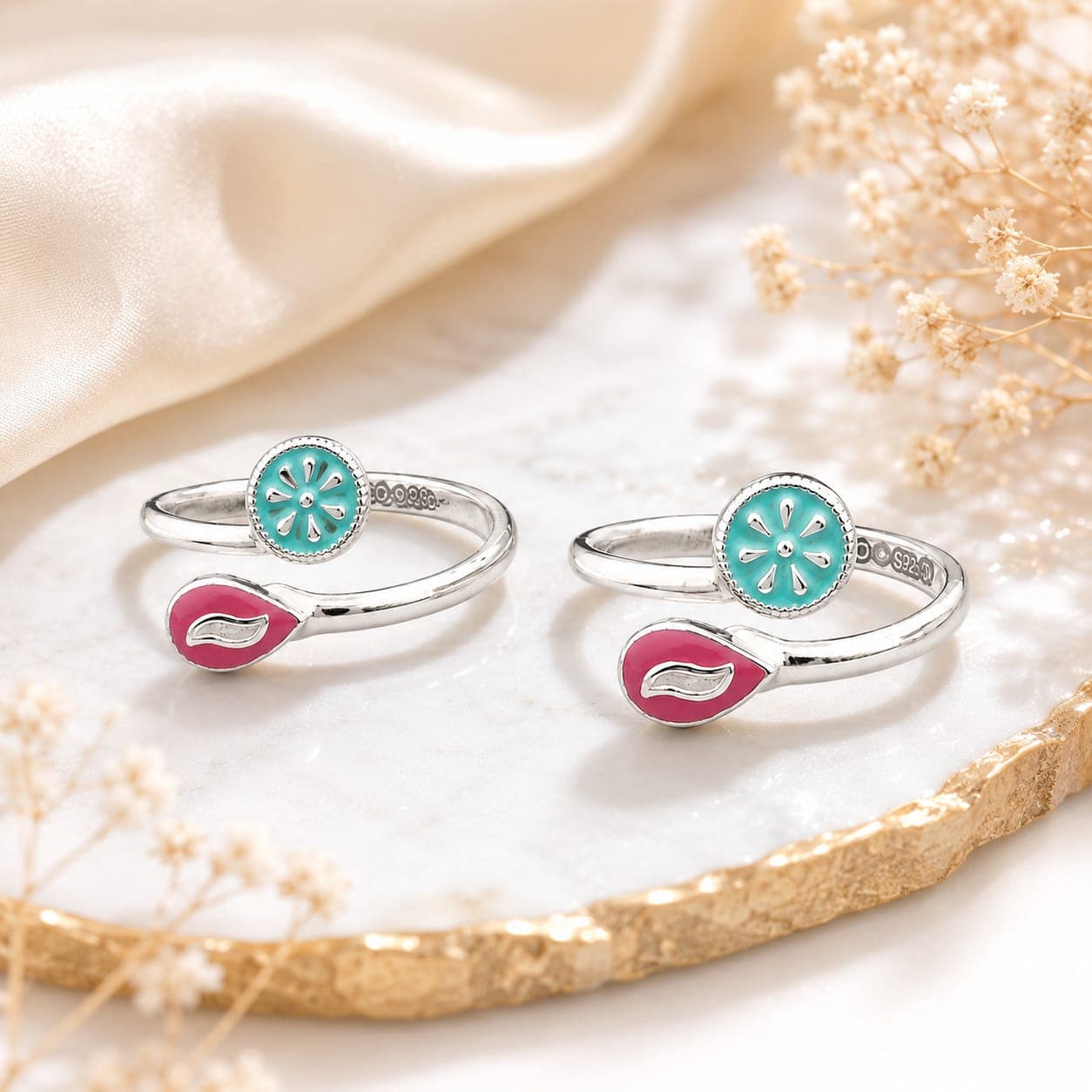925 Sterling Silver Adjustable Toe Rings for Women | BIS Hallmarked | Adjustable Size (Design 4)