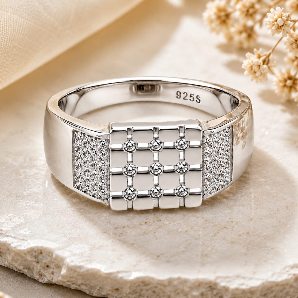 925 Sterling Silver Design Ring for Men | Hallmarked Pure Silver | Stylish Daily Wear Gents Ring (Design 3)