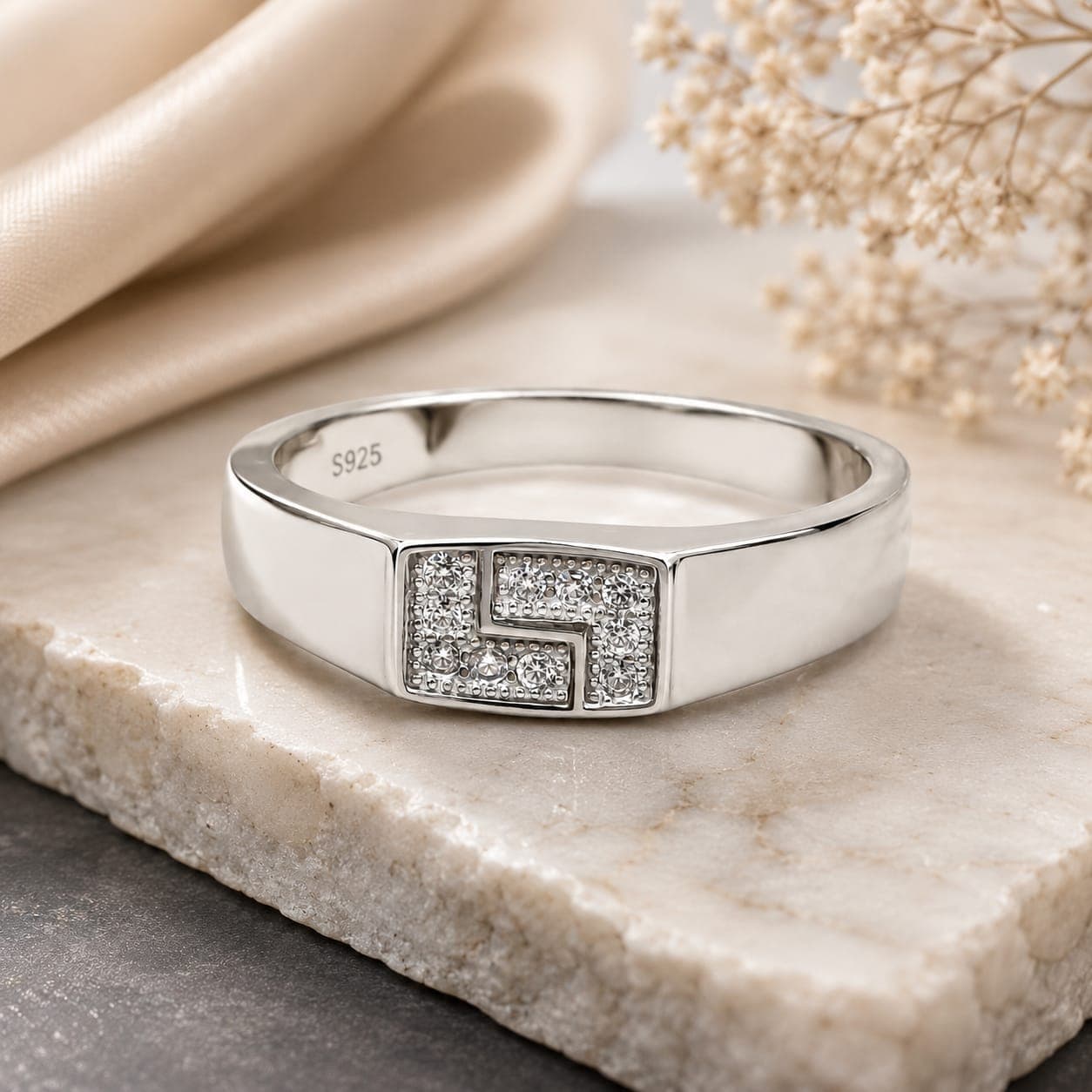 925 Sterling Silver Design Ring for Men | Hallmarked Pure Silver | Stylish Daily Wear Gents Ring (Design 5)