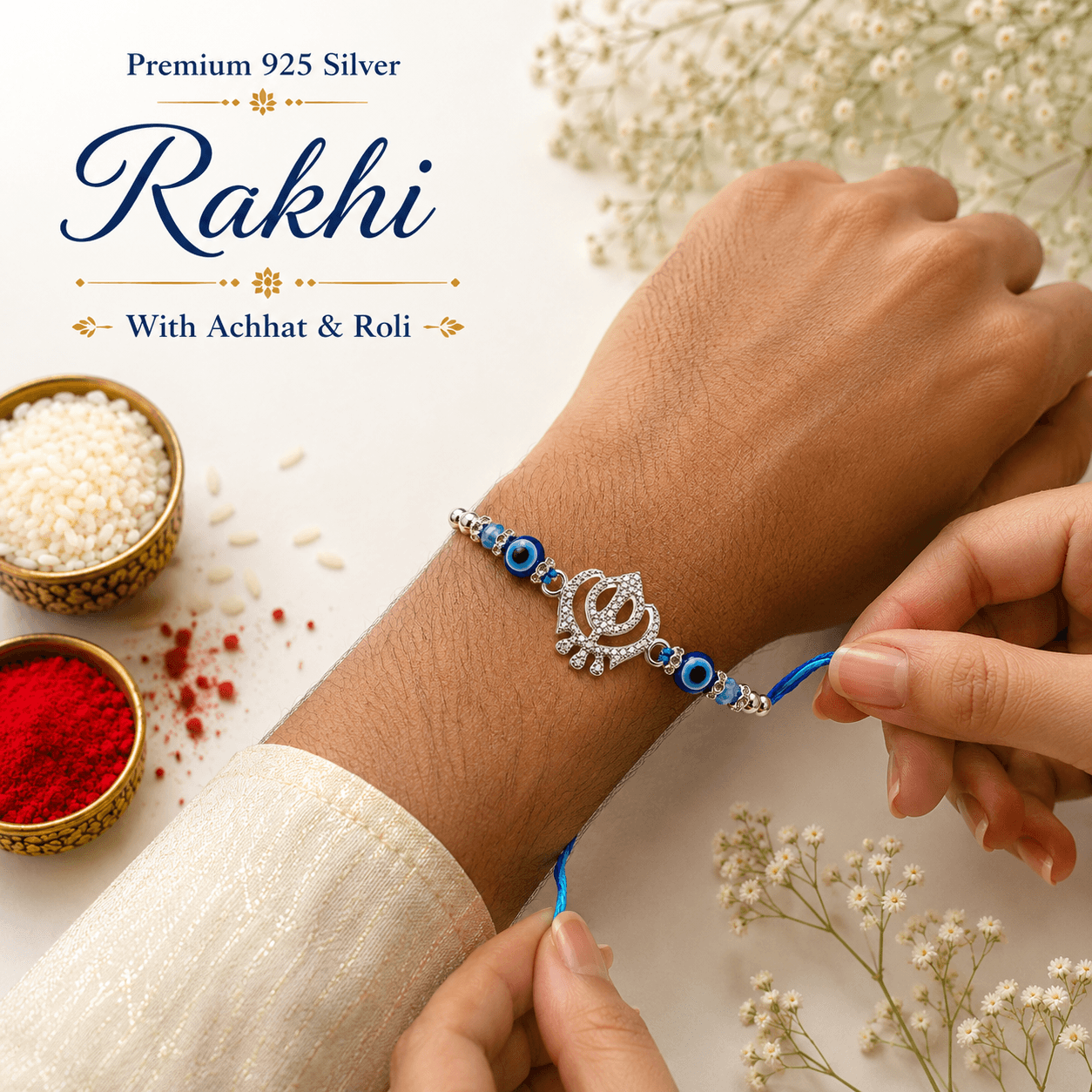 925 Silver Rakhi|Raksha Bandhan Rakhi for Brother | Gift for Men & Boys