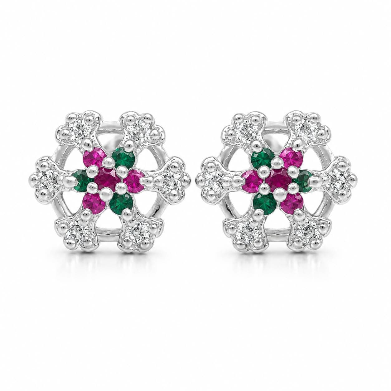 ORISIL JEWELS Women 925 Sterling Silver Floral Stud Earrings | Multicolour Stone Studs | BIS Hallmarked | 1 cm Diameter | Gift for Women & Girls (Copy)