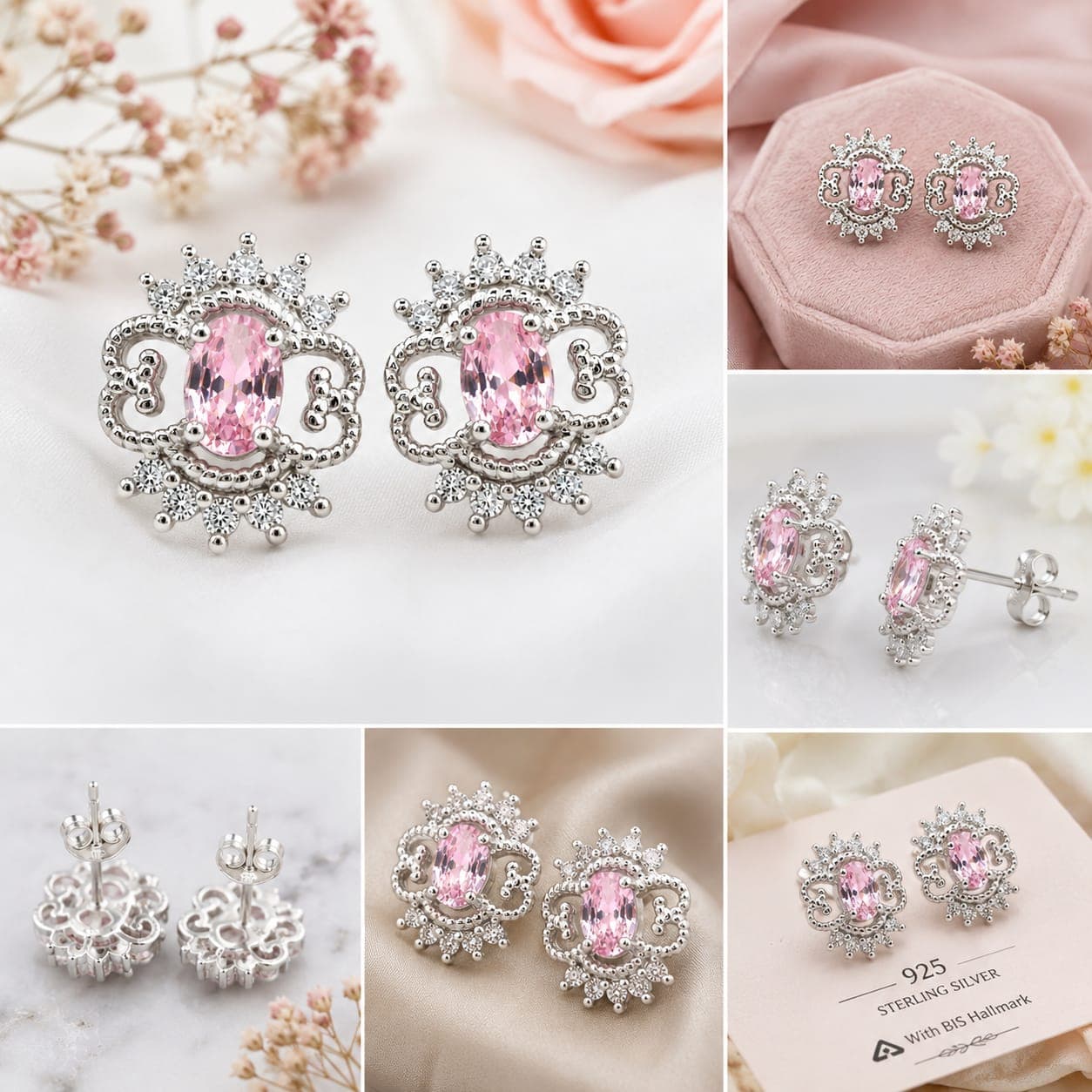 925 Sterling Silver Multiple Stud Earrings Designs for Women & Girls | BIS Hallmarked | 925 Stamped | Elegant Everyday & Gifting Jewellery